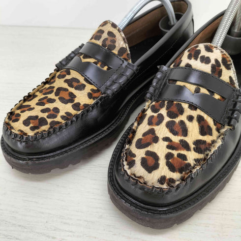 ジーエイチバス G.H.BASS WEEJUNS BLACK&LEOPARD RUG SOLE ハラコ レオパード ローファー メンズ 6 1/2
