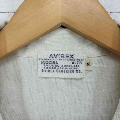 アヴィレックス AVIREX リネン混刺繍デザインジップ開襟シャツ メンズ M
