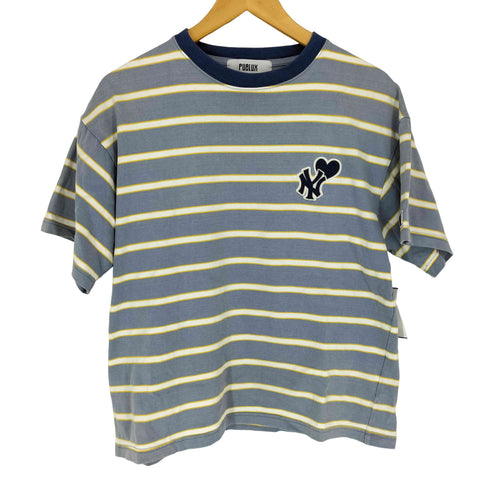 パブリュクス PUBLUX チームロゴワッペンボーダー柄クルーネックTシャツ メンズ S