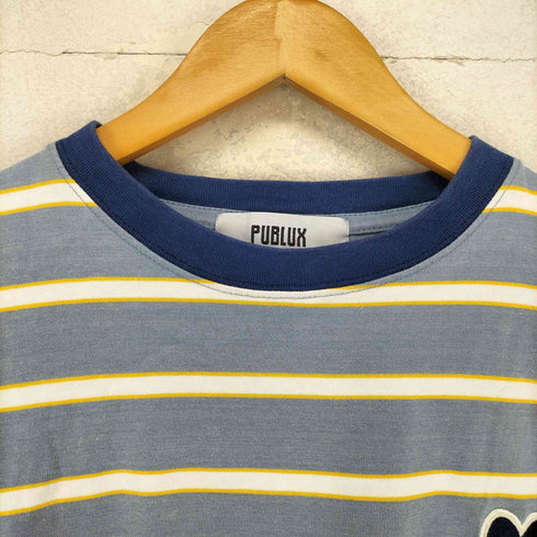 パブリュクス PUBLUX チームロゴワッペンボーダー柄クルーネックTシャツ メンズ S