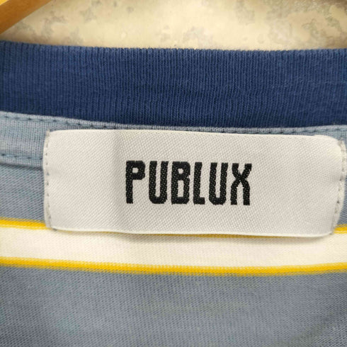 パブリュクス PUBLUX チームロゴワッペンボーダー柄クルーネックTシャツ メンズ S