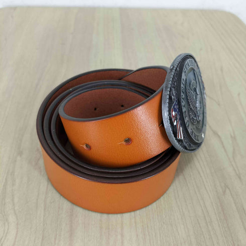 GENUINE LEATHER バックルメタルレザー メンズ