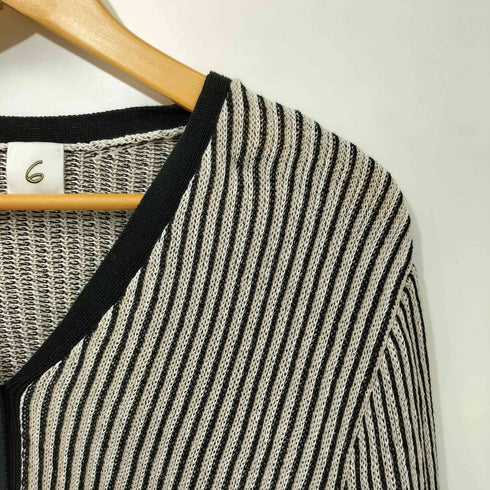 ロクビューティーアンドユースユナイテッドアローズ 6 BEAUTY & YOUTH UNITED ARROWS COTTON STRIPE CARDIGAN レディース