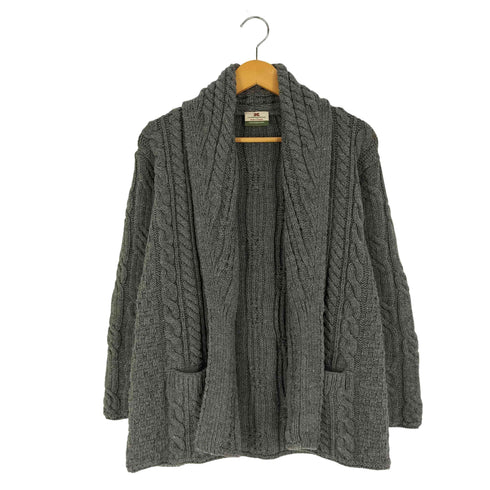 CARRAIGDONN アイルランド製 メリノウール ケーブル編み ボタンレスカーディガン メンズ import:S