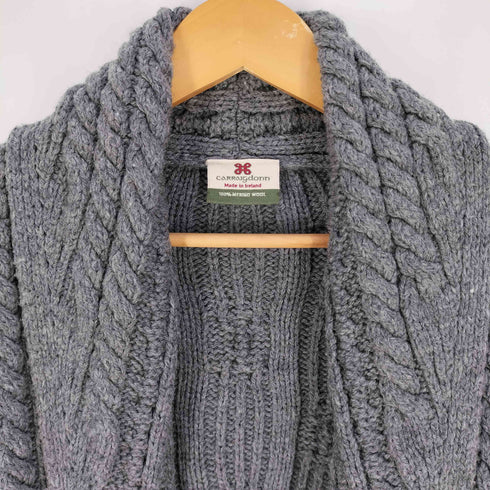CARRAIGDONN アイルランド製 メリノウール ケーブル編み ボタンレスカーディガン メンズ import:S