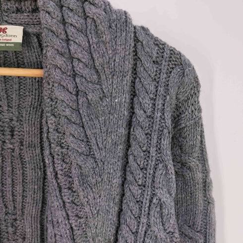 CARRAIGDONN アイルランド製 メリノウール ケーブル編み ボタンレスカーディガン メンズ import:S