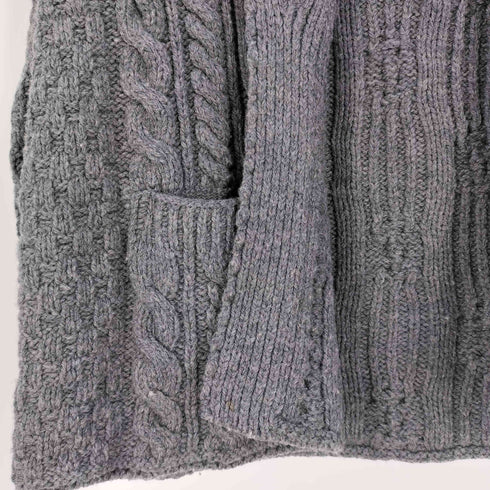 CARRAIGDONN アイルランド製 メリノウール ケーブル編み ボタンレスカーディガン メンズ import:S