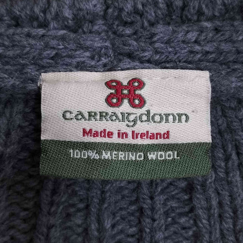 CARRAIGDONN アイルランド製 メリノウール ケーブル編み ボタンレスカーディガン メンズ import:S