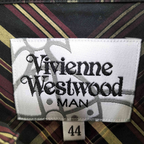 ヴィヴィアンウエストウッドマン Vivienne Westwood MAN ロゴ刺繍 変形デザイン チェック オジーク シャツ メンズ 44