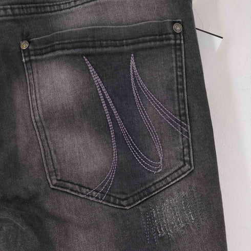 M.C.D ストレッチ バック 刺繍 ブラック デニム パンツ メンズ JPN:S