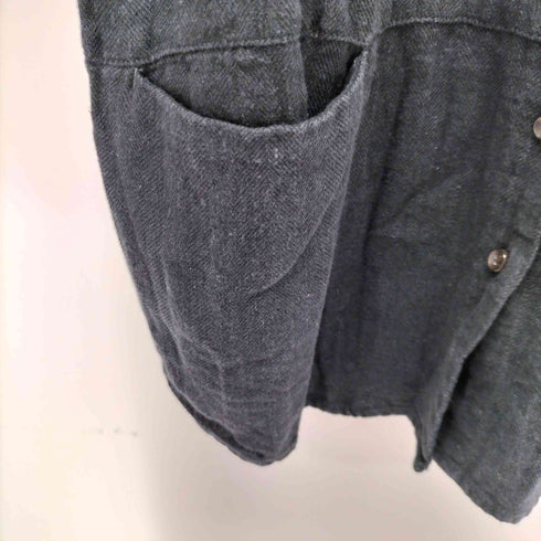 BLUE WILLOW リネンコットン ヘリンボーン バンドカラーシャツ レディース