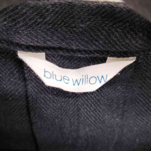 BLUE WILLOW リネンコットン ヘリンボーン バンドカラーシャツ レディース