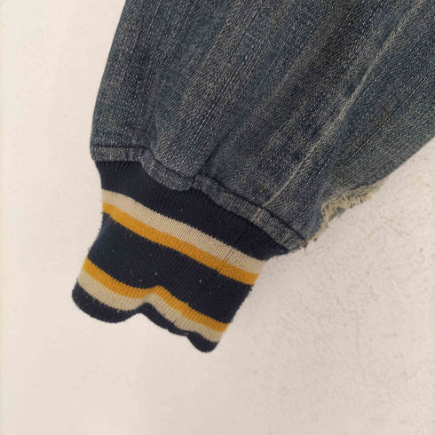 ディーゼル DIESEL ダメージ加工デニムスリーブ ウールメルトンワッペンスタジャン レディース S