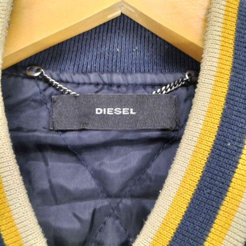 ディーゼル DIESEL ダメージ加工デニムスリーブ ウールメルトンワッペンスタジャン レディース S