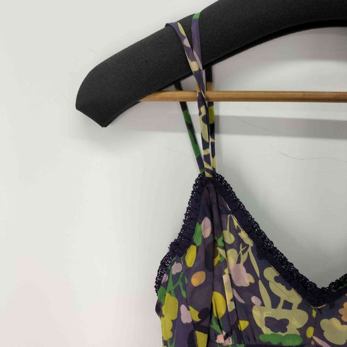 ウンガロ ungaro FEVER イタリア製 シルク花柄レースキャミソールワンピース レディース 44