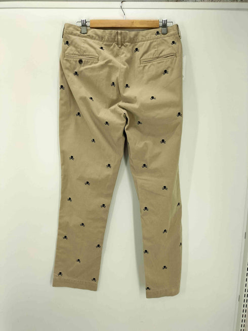 ラグビーラルフローレン Rugby Ralph Lauren スカル ドクロ 総柄 刺繍 IDEALジップ コットンツイル チノ パンツ メンズ 32