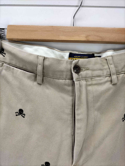 ラグビーラルフローレン Rugby Ralph Lauren スカル ドクロ 総柄 刺繍 IDEALジップ コットンツイル チノ パンツ メンズ 32