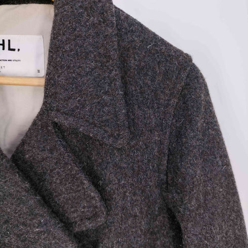 エムエイチエル MHL. イギリス製 ウール ダブルブレスト ショートコート レディース JPN:2
