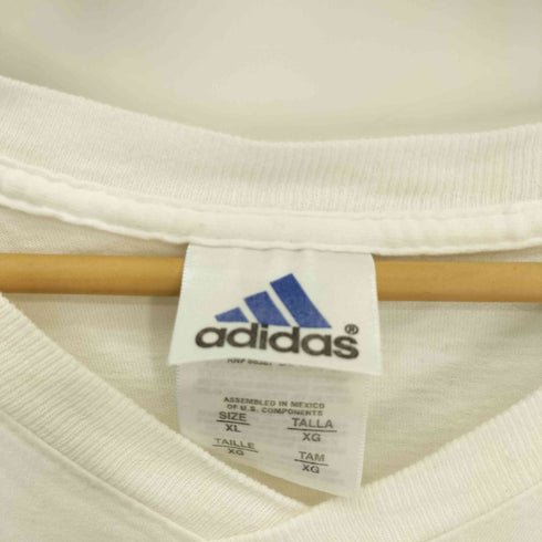 アディダス adidas 90S メキシコ製 パフォーマンスロゴ刺繍 切替し Vネック S/S Tシャツ メンズ import:XL
