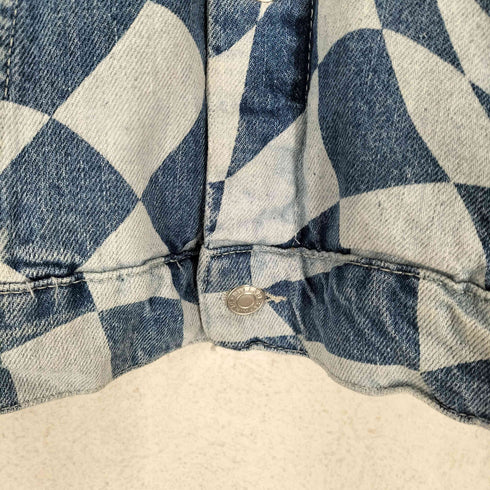 PULL&BEAR チェッカーフラッグ オーバーサイズデニムジャケット メンズ M