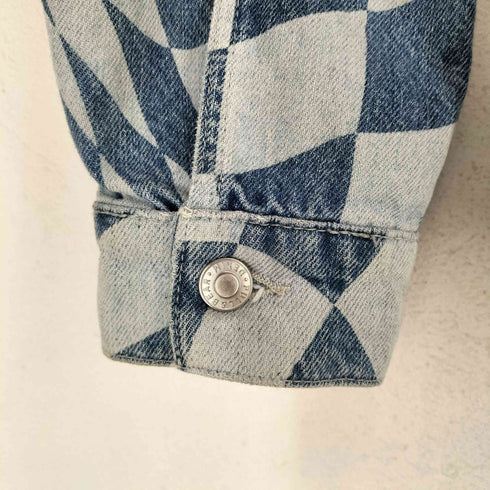 PULL&BEAR チェッカーフラッグ オーバーサイズデニムジャケット メンズ M