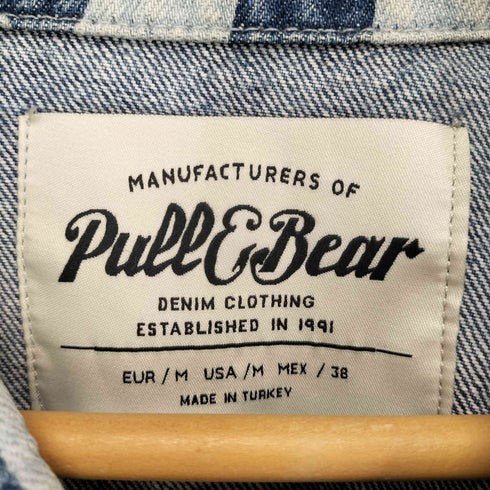PULL&BEAR チェッカーフラッグ オーバーサイズデニムジャケット メンズ M
