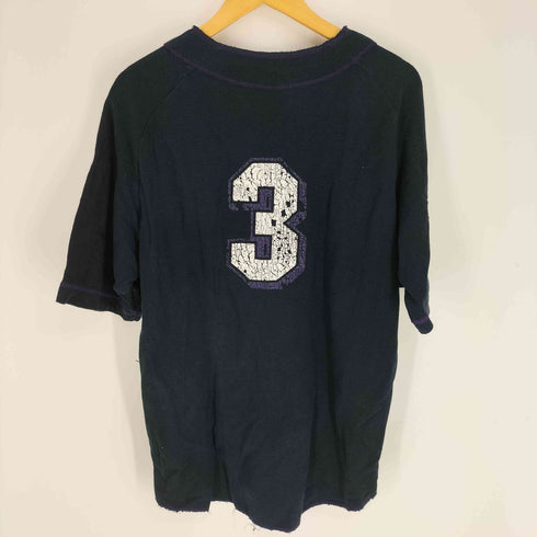 アディダス adidas 00S ロゴ刺繍 3ナンバーバックプリント S/S ベースボール シャツ メンズ JPN:L