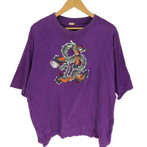 90S DOUBLE APPLEボディ ドラゴン刺繍 S/S シングルステッチ Tシャツ メンズ 48 120