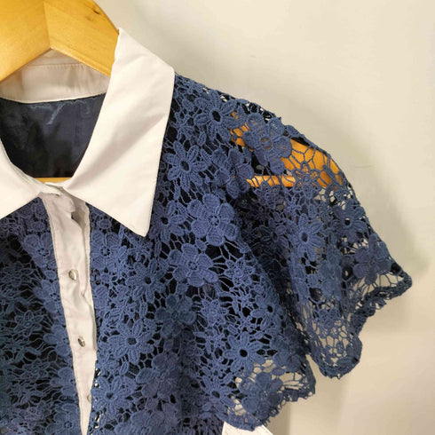 トッコクローゼット tocco closet 配色ケープライクフラワーレースシャツワンピ レディース JPN:M