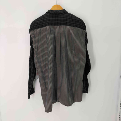 コムデギャルソンオム COMME des GARCONS HOMME 田中オム 背面切替 チェック×ストライプ オープンカラーシャツ メンズ