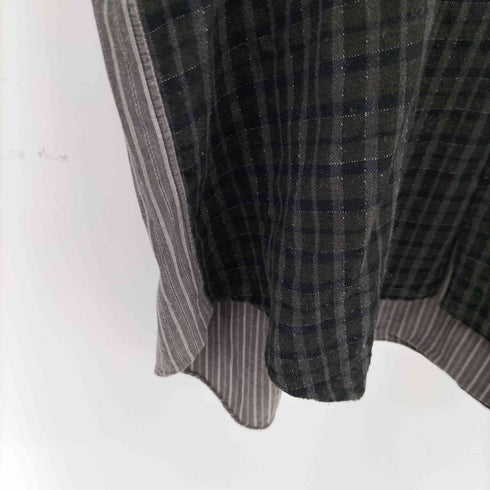 コムデギャルソンオム COMME des GARCONS HOMME 田中オム 背面切替 チェック×ストライプ オープンカラーシャツ メンズ