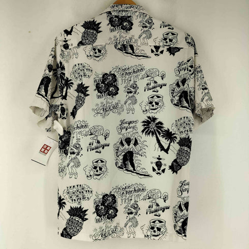 RFAUSNTIY スカル 総柄 S/S 開襟シャツ メンズ