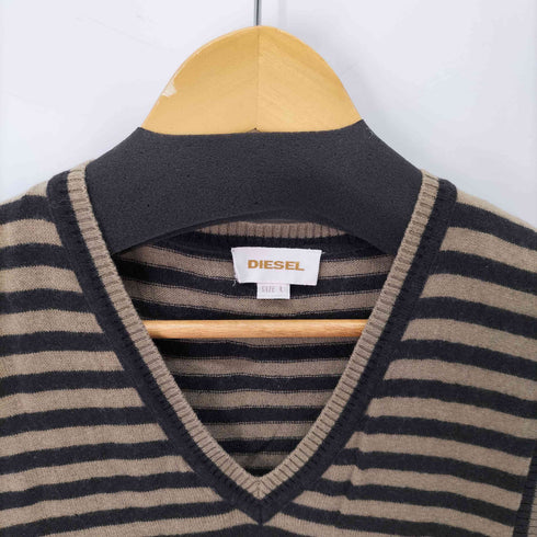 ディーゼル DIESEL Vネック ボーダー ニットベスト メンズ import:L