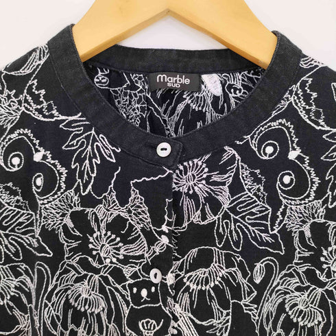 マーブルシュッド Marble Sud EMB Member 刺繍 半袖 シャツワンピース レディース