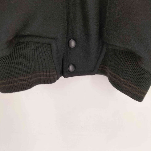 ドモン DOMON 80-90S バック ロゴ 刺繍 カウレザー ウール スタジアム ジャケット スタジャン メンズ JPN:M