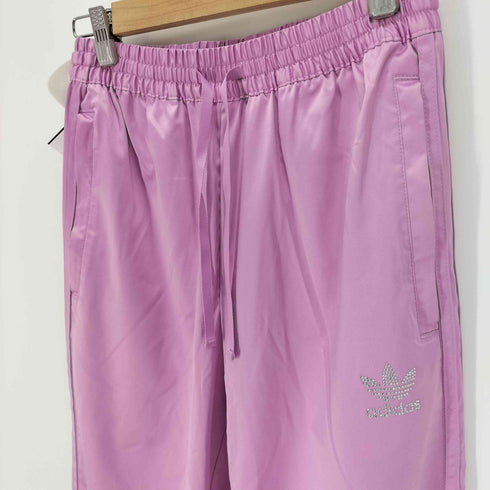 アディダスオリジナルス adidas Originals '2000s Luxe' Satin Wide Leg Trousers サテン ワイド レック トラウザーズ ラインストーン トレフォイルロゴ トラックパンツ ジャージ レディース JPN:M