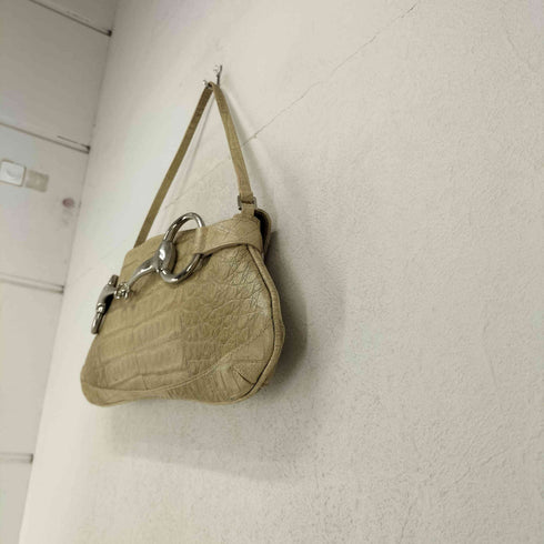 ミネリ minelli MADE IN ITALY クロコ ビットレザーショルダーバッグ レディース