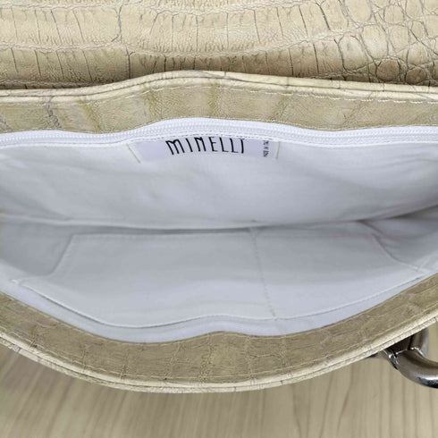 ミネリ minelli MADE IN ITALY クロコ ビットレザーショルダーバッグ レディース