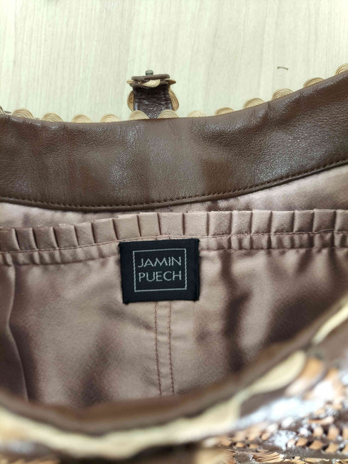 ジャマンピュエッシュ Jamin Puech 編み込みレザーショルダーバッグ レディース