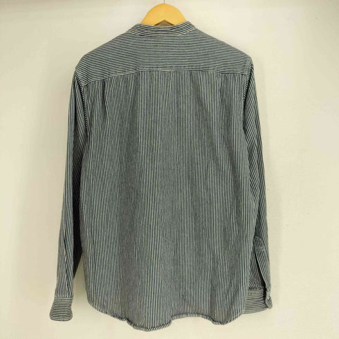 ステューシー Stussy ロゴ刺繍 ヒッコリーデニム ストライプ L/S ノーカラー シャツ メンズ import:L