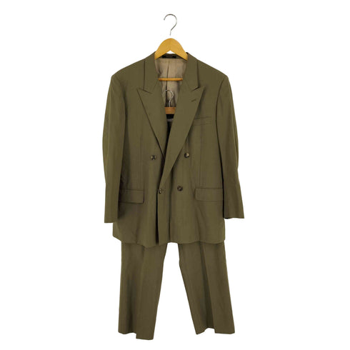 TOM GILBEY ストライプ ウール ダブルブレスト テーラード センタープレス スラックス セットアップ スーツ メンズ ジャケット:AB6 パンツ:AB5
