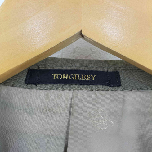 TOM GILBEY ストライプ ウール ダブルブレスト テーラード センタープレス スラックス セットアップ スーツ メンズ ジャケット:AB6 パンツ:AB5