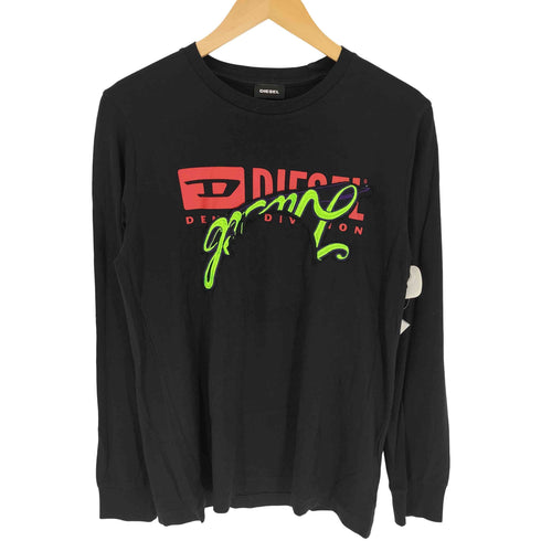 ディーゼル DIESEL ロゴ刺繍 ステッチデザイン L/S クルーネック Tシャツ メンズ import:S