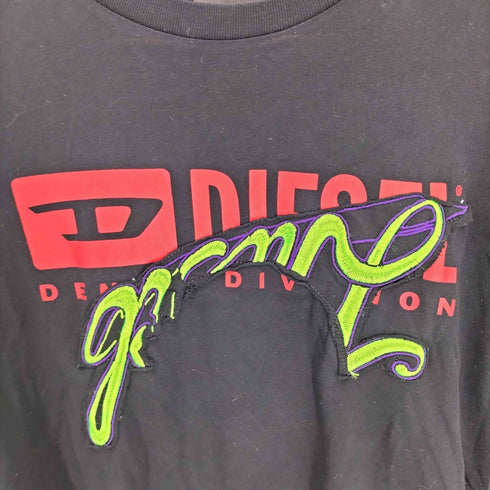 ディーゼル DIESEL ロゴ刺繍 ステッチデザイン L/S クルーネック Tシャツ メンズ import:S
