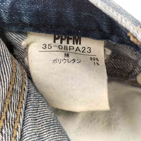 ピーピーエフエム PPFM 00S バナナ サイド ジップ ギミック 変形 アイスウォッシュ スキニー デニム パンツ Y2K メンズ