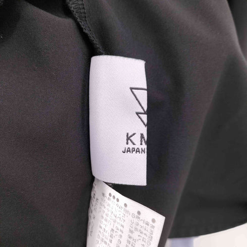ケイエムケイ KMK 22SS キングリーマスク セパレート ロゴ テープ グリーン ブルーチェック 切替スカーフ 襟アシンメトリー ビッグシャツ メンズ FREE