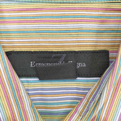 エルメネジルドゼニア Ermenegildo Zegna マルチストライプボタンダウンシャツ MADE IN ITALY メンズ L