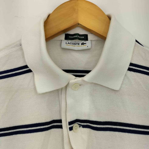 ラコステ LACOSTE ロゴ刺繍 鹿の子 ボーダー コットン ポロシャツ メンズ JPN:3