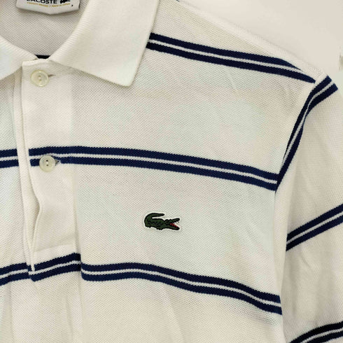 ラコステ LACOSTE ロゴ刺繍 鹿の子 ボーダー コットン ポロシャツ メンズ JPN:3