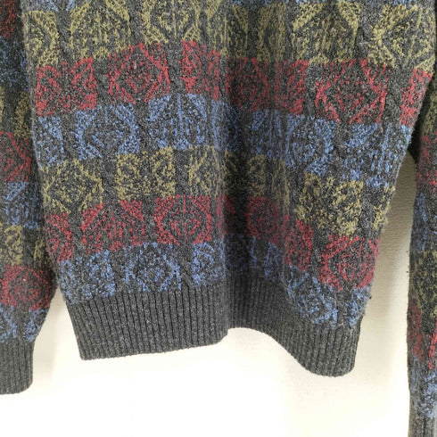 TSR USA製 総柄 ニット ポロ メンズ XXL